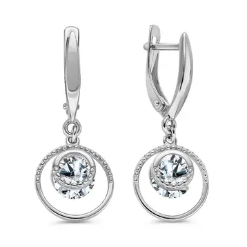 Серьги с фианитами из серебра 925 пробы