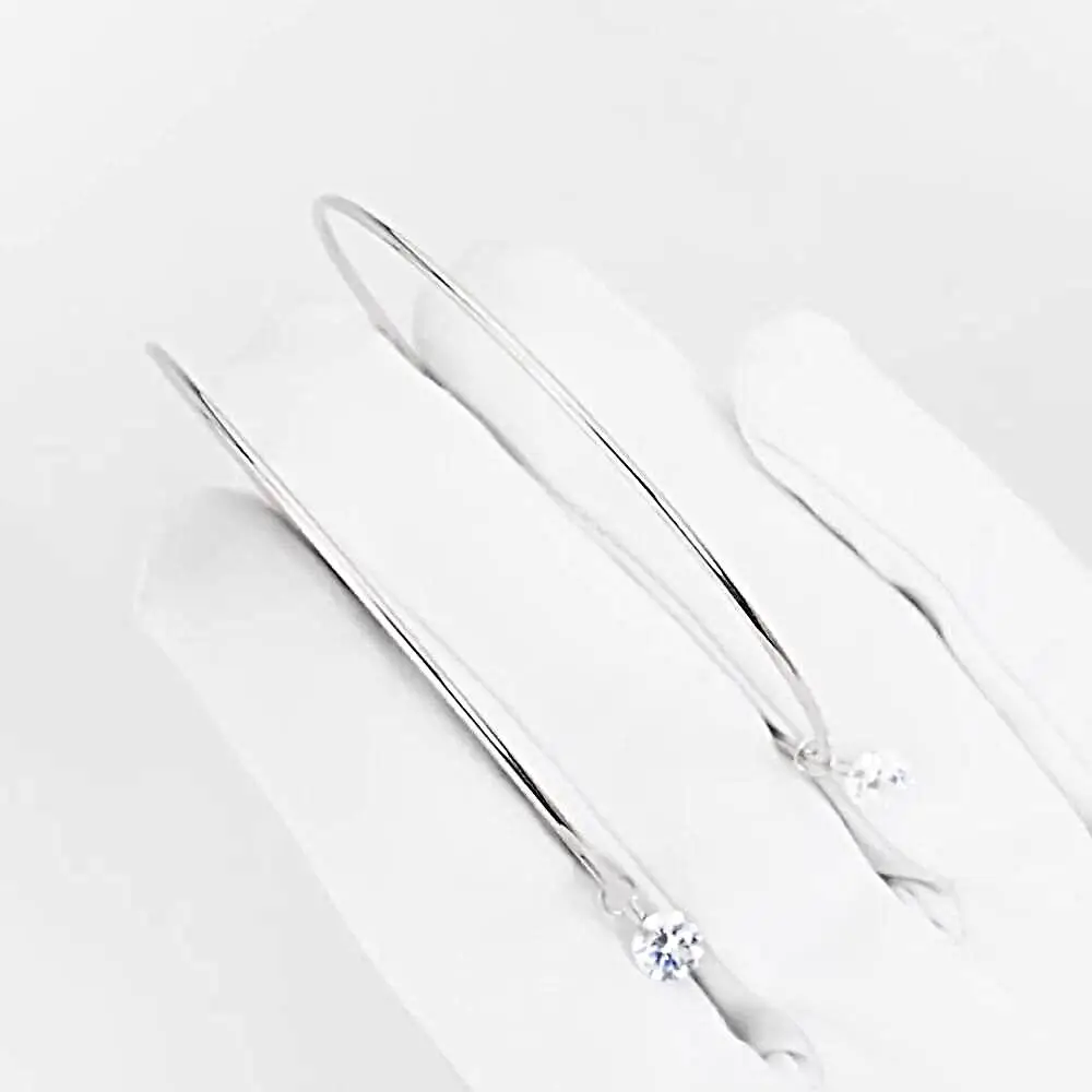 Серьги конго с фианитами из серебра 925 пробы 2