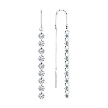 Серьги с фианитами из серебра 925 пробы