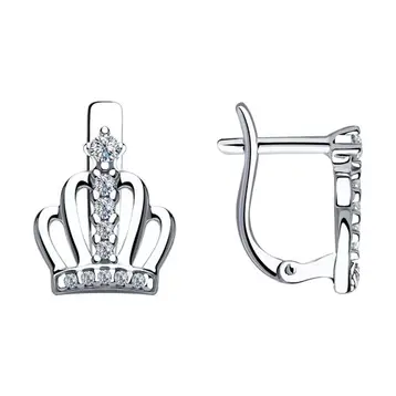 Серьги с фианитами из серебра 925 пробы