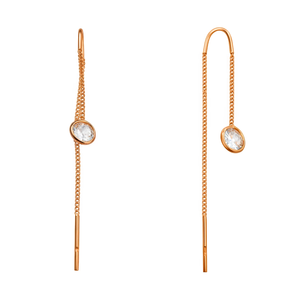 Серьги с фианитами из серебра 925 пробы