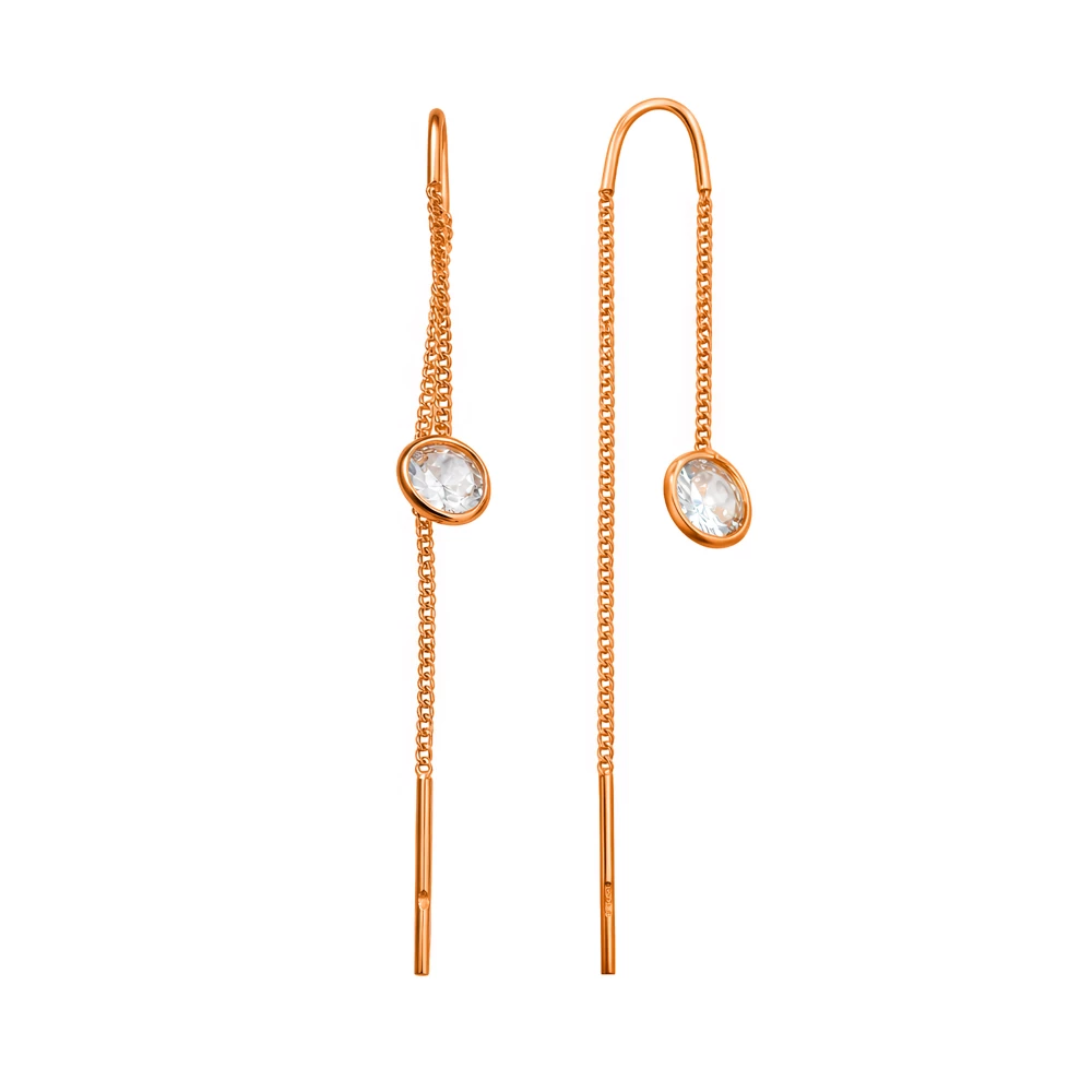 Серьги с фианитами из серебра 925 пробы