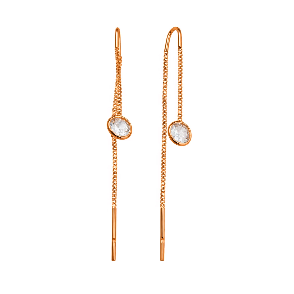 Серьги с фианитами из серебра 925 пробы