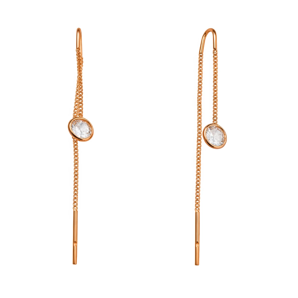 Серьги с фианитами из серебра 925 пробы