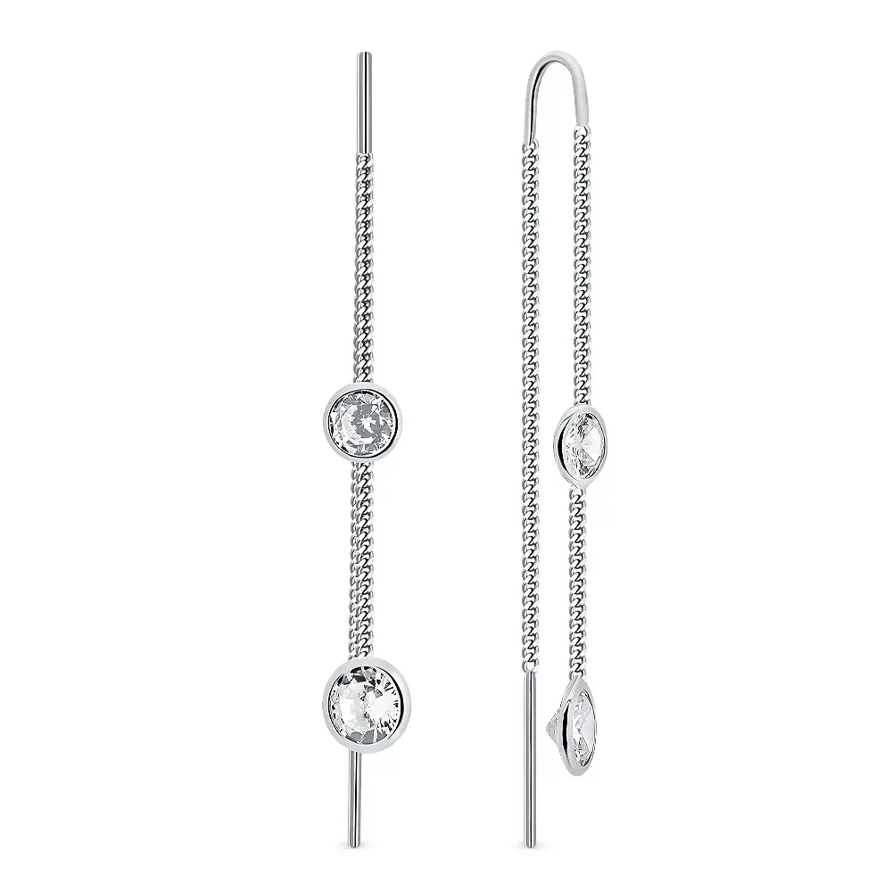 Серьги с фианитами из серебра 925 пробы