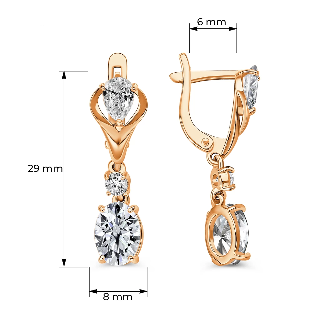 Серьги с фианитами из серебра 925 пробы