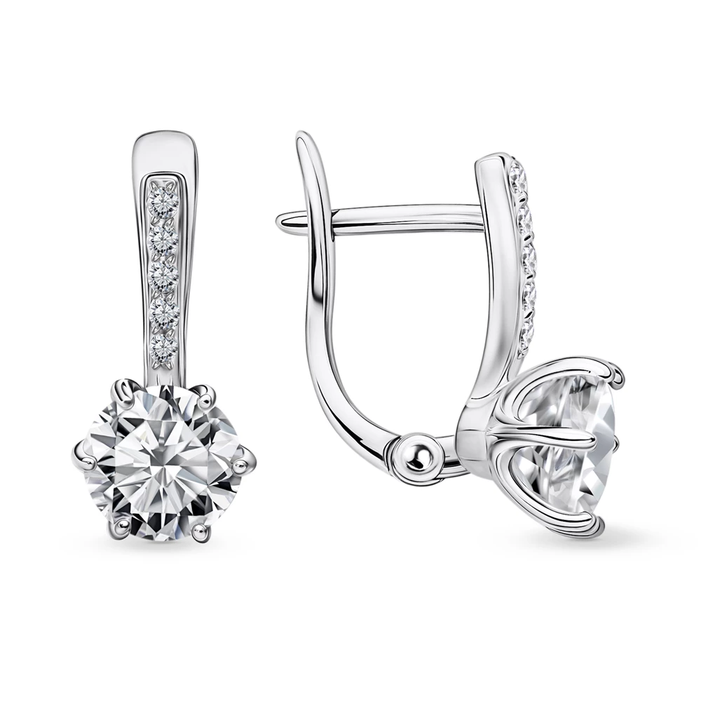 Серьги с фианитами из серебра 925 пробы