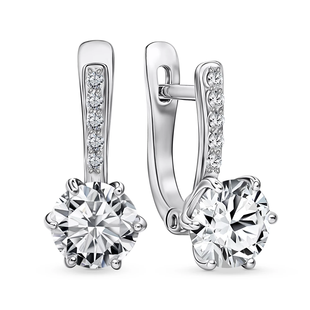 Серьги с фианитами из серебра 925 пробы