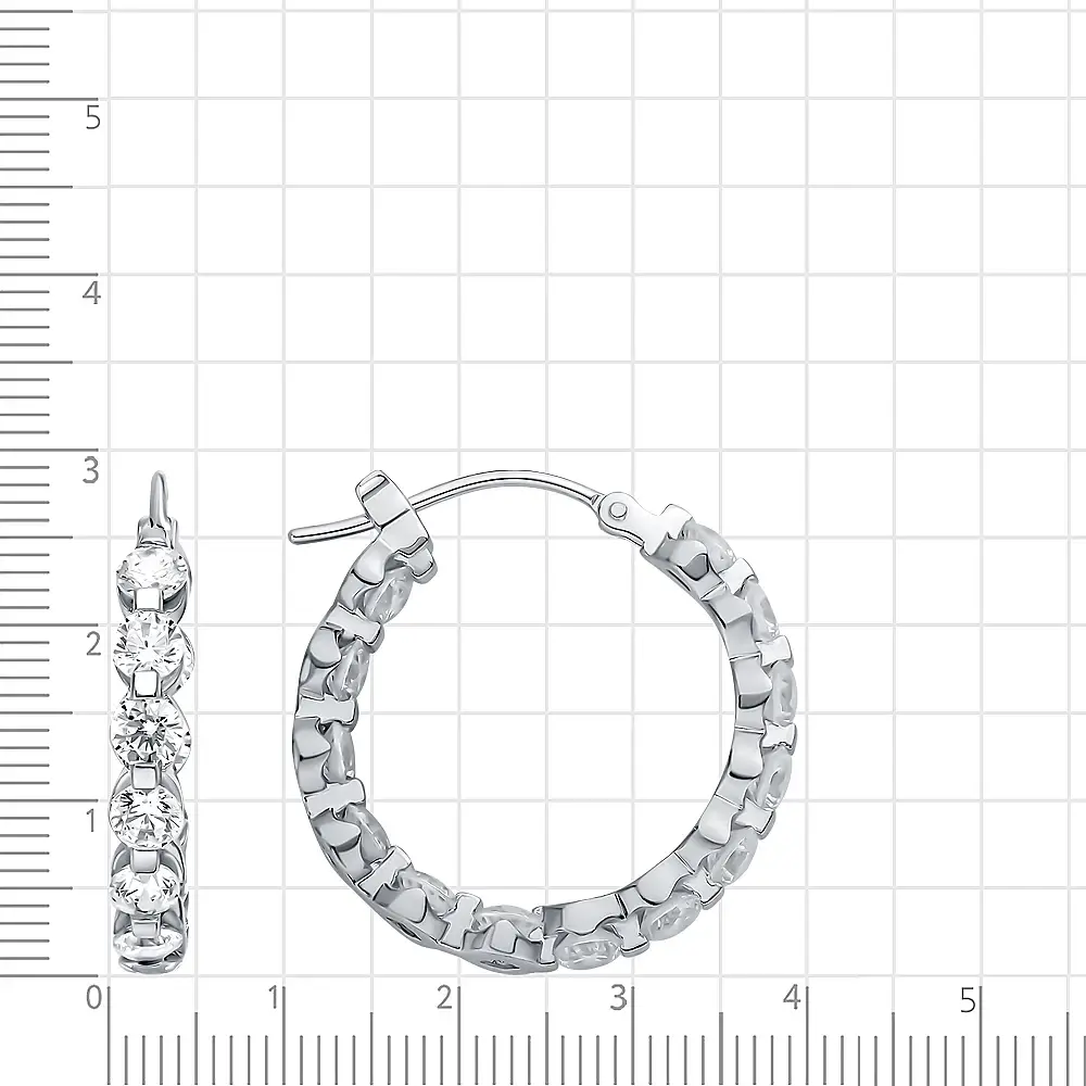Серьги конго с фианитами из серебра 925 пробы 2