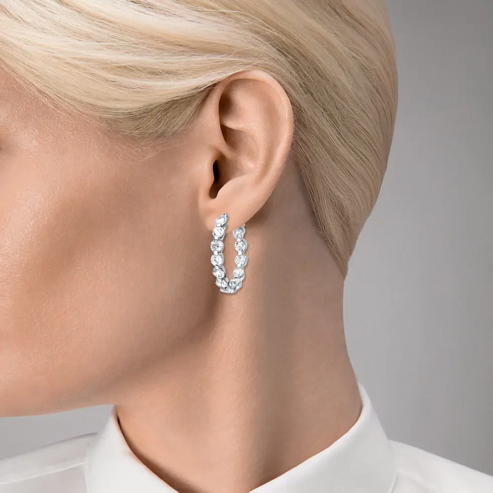 Серьги конго с фианитами из серебра 925 пробы 3