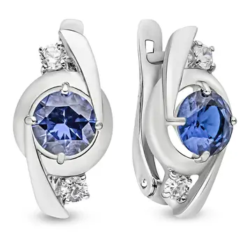 Серьги с фианитами из серебра 925 пробы