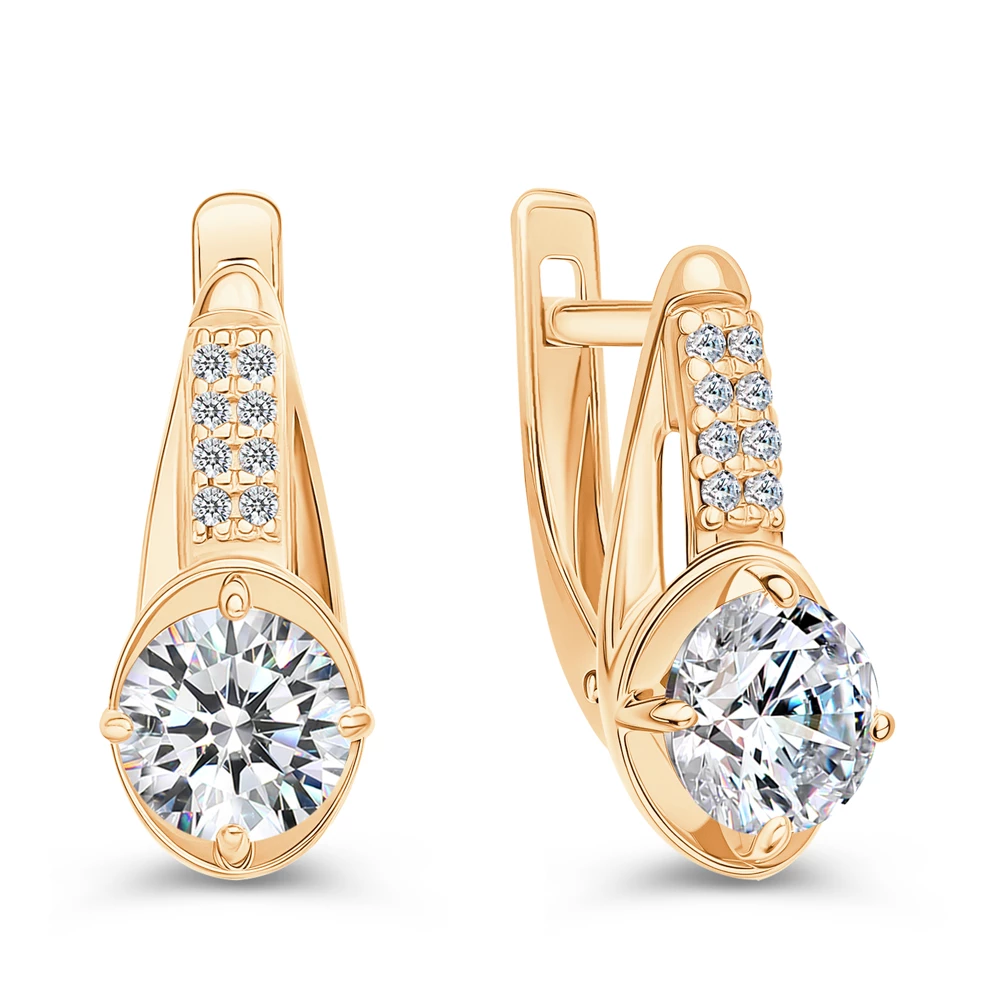 Серьги с фианитами из серебра 925 пробы