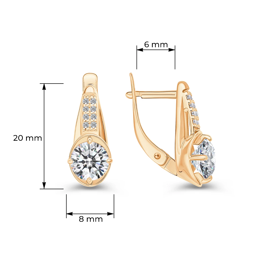 Серьги с фианитами из серебра 925 пробы