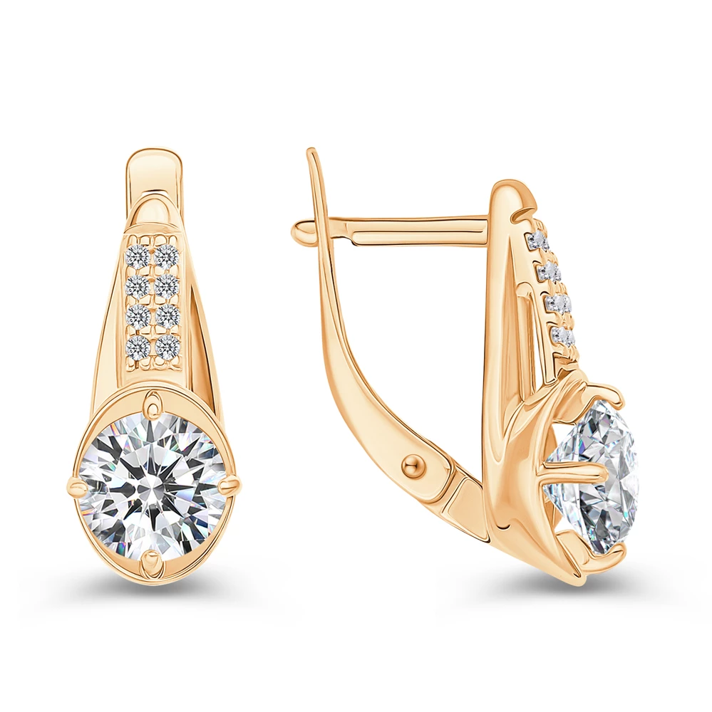 Серьги с фианитами из серебра 925 пробы