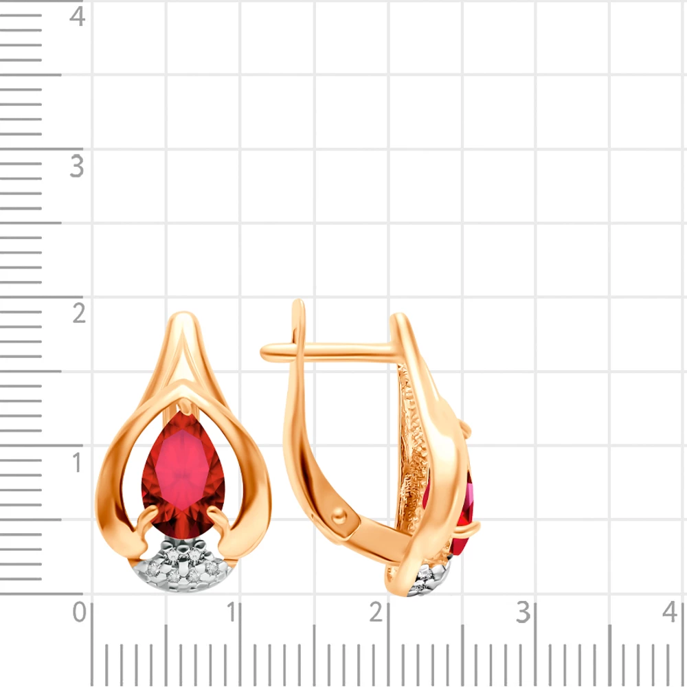 Серьги с гранатами и фианитами из серебра 925 пробы 3