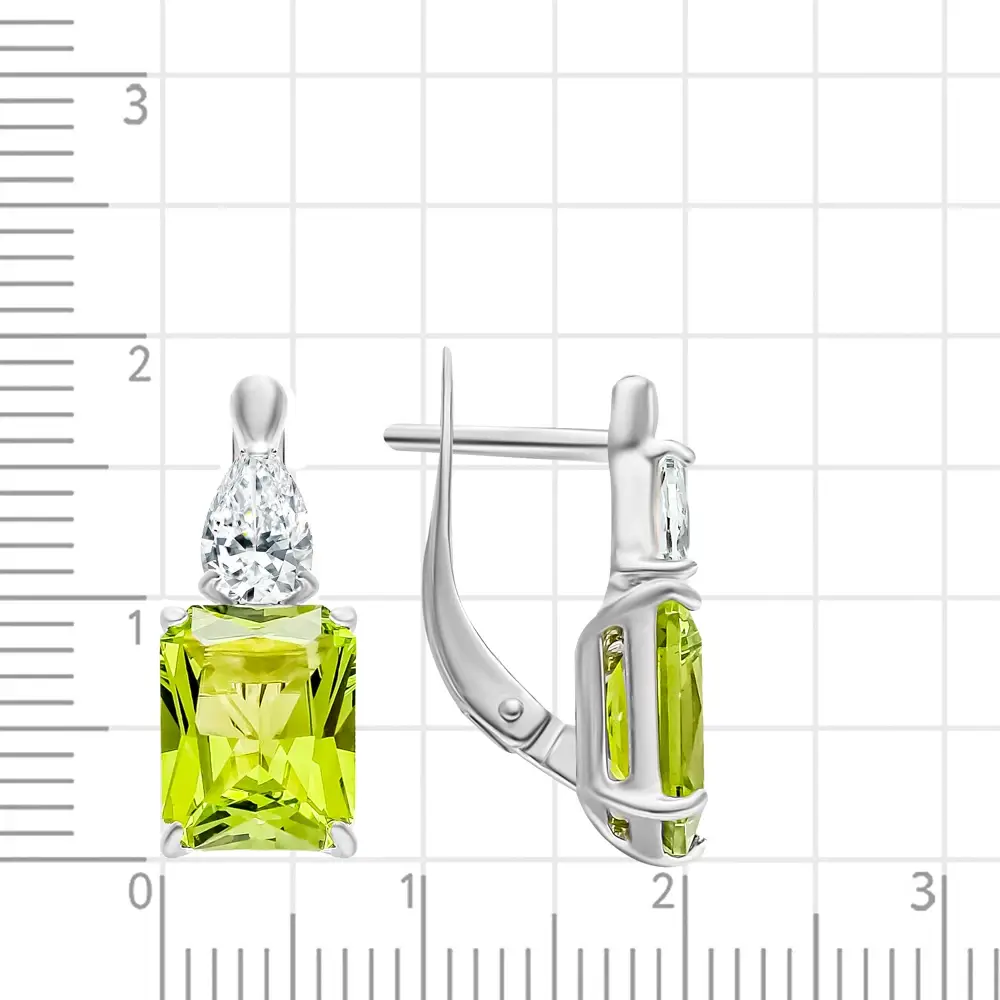 Серьги с ситаллами и фианитами из серебра 925 пробы