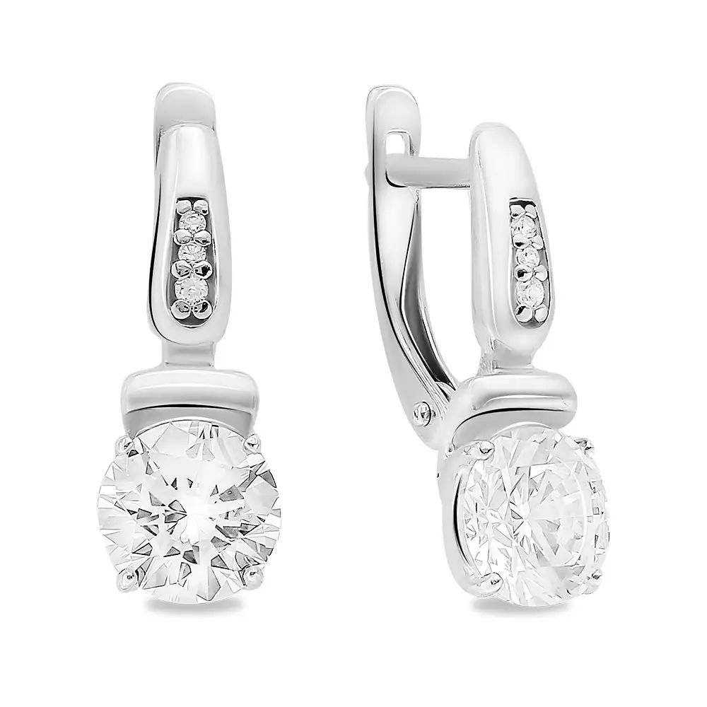 Серьги с фианитами из серебра 925 пробы 1