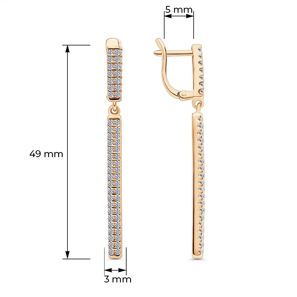 Серьги с фианитами из серебра 925 пробы