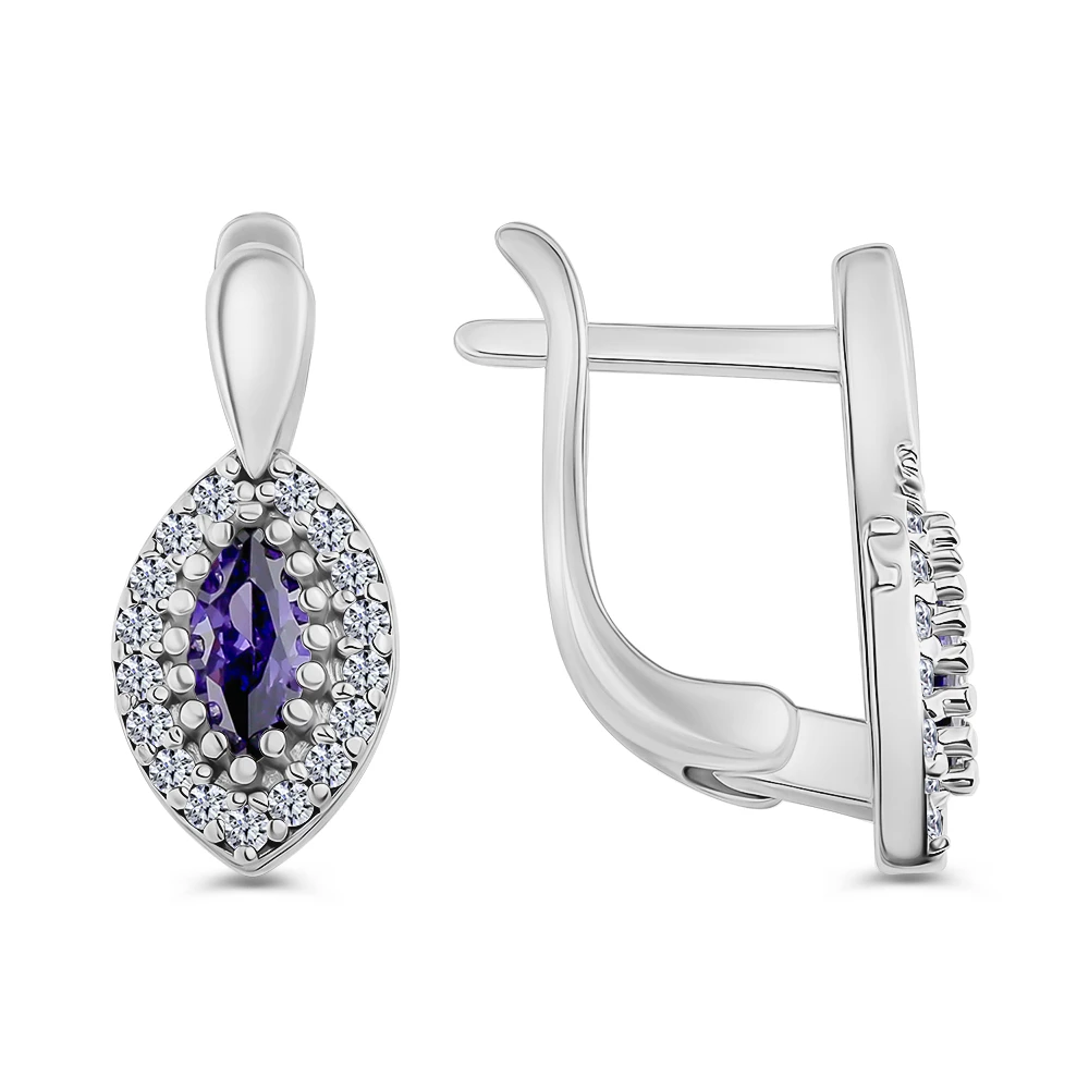 Серьги с фианитами из серебра 925 пробы