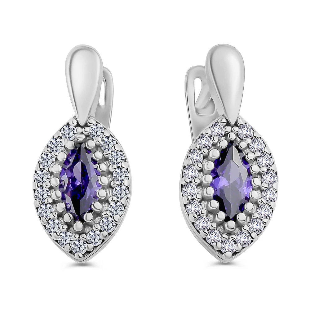 Серьги с фианитами из серебра 925 пробы