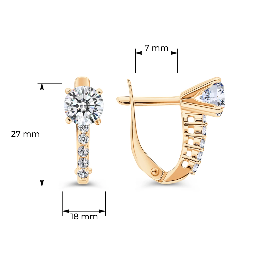 Серьги с фианитами из серебра 925 пробы