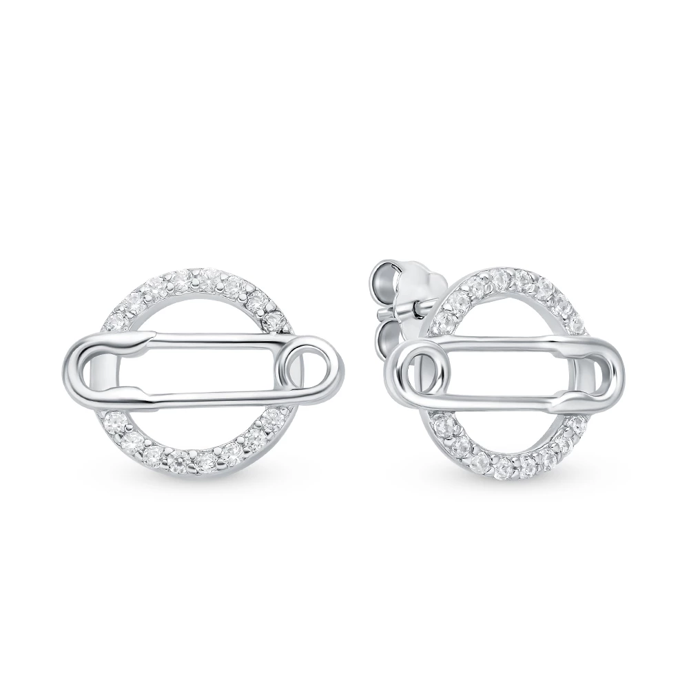 Серьги с фианитами из серебра 925 пробы 1
