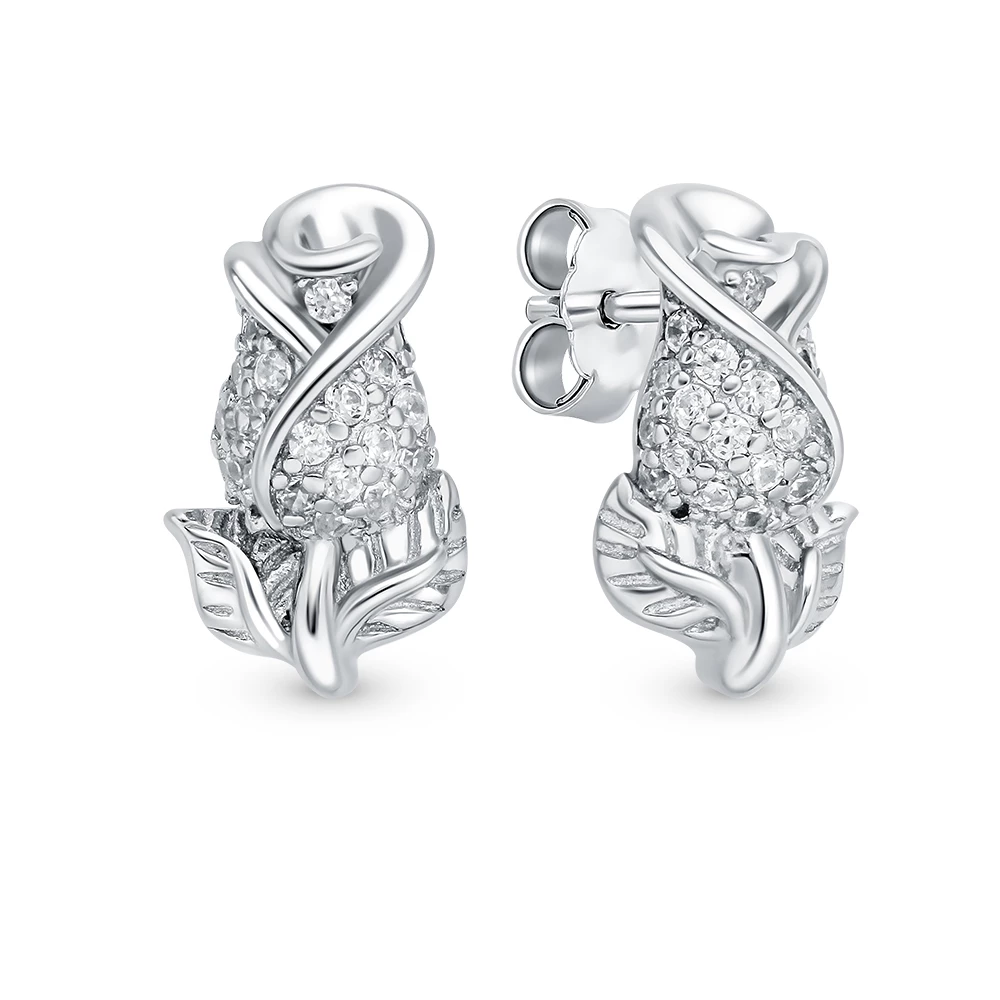 Серьги с фианитами из серебра 925 пробы 1
