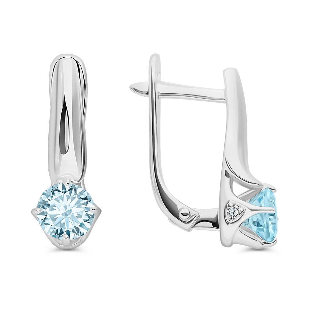 Серьги с топазами из серебра 925 пробы