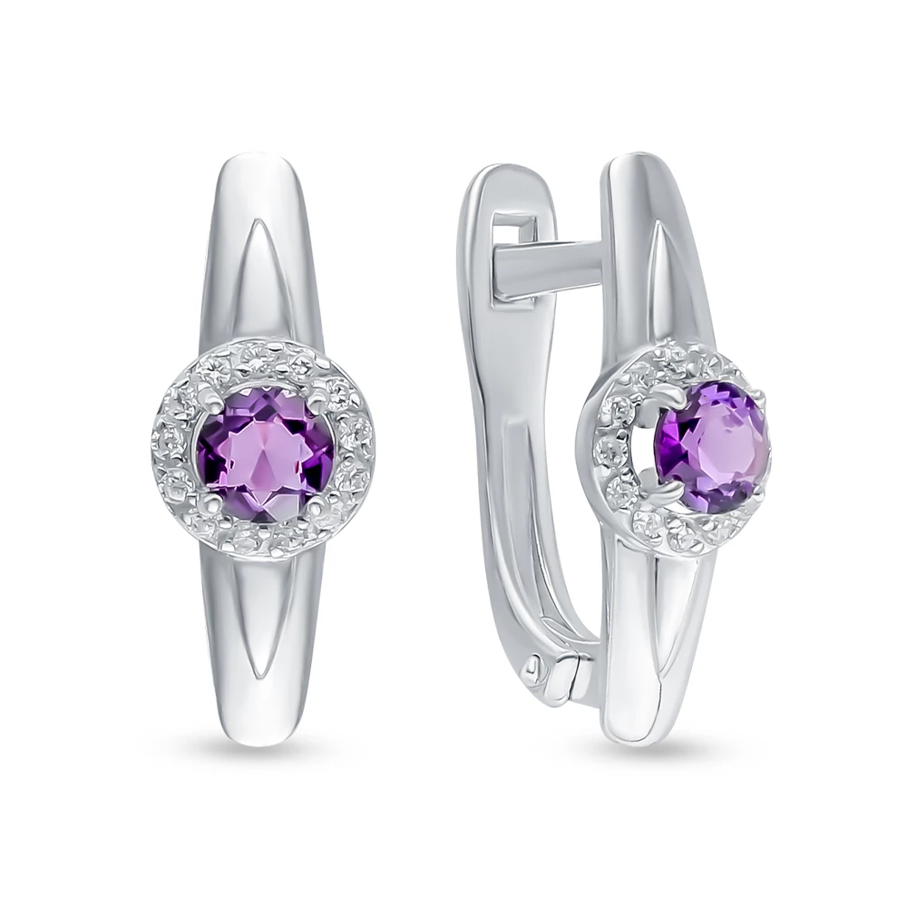 Серьги с аметистами из серебра 925 пробы 1