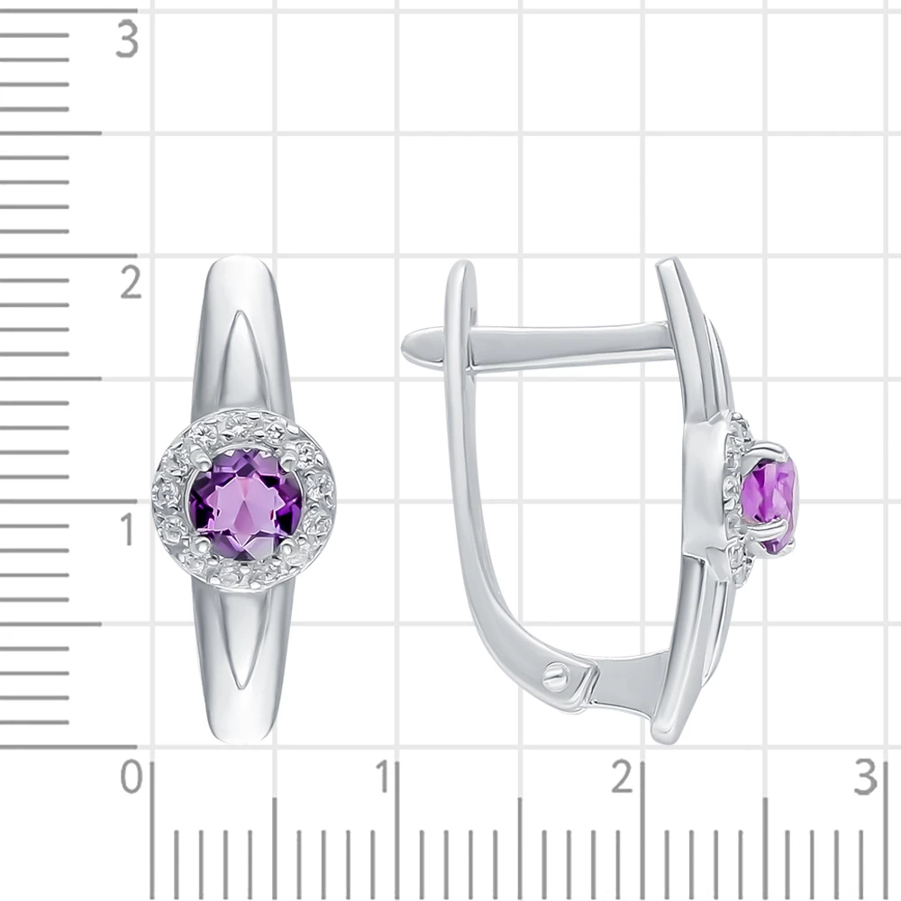 Серьги с аметистами из серебра 925 пробы 2
