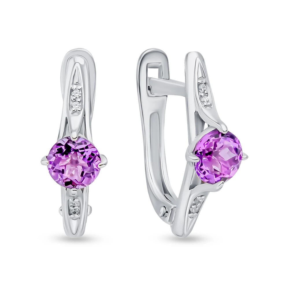 Серьги с аметистами из серебра 925 пробы 1