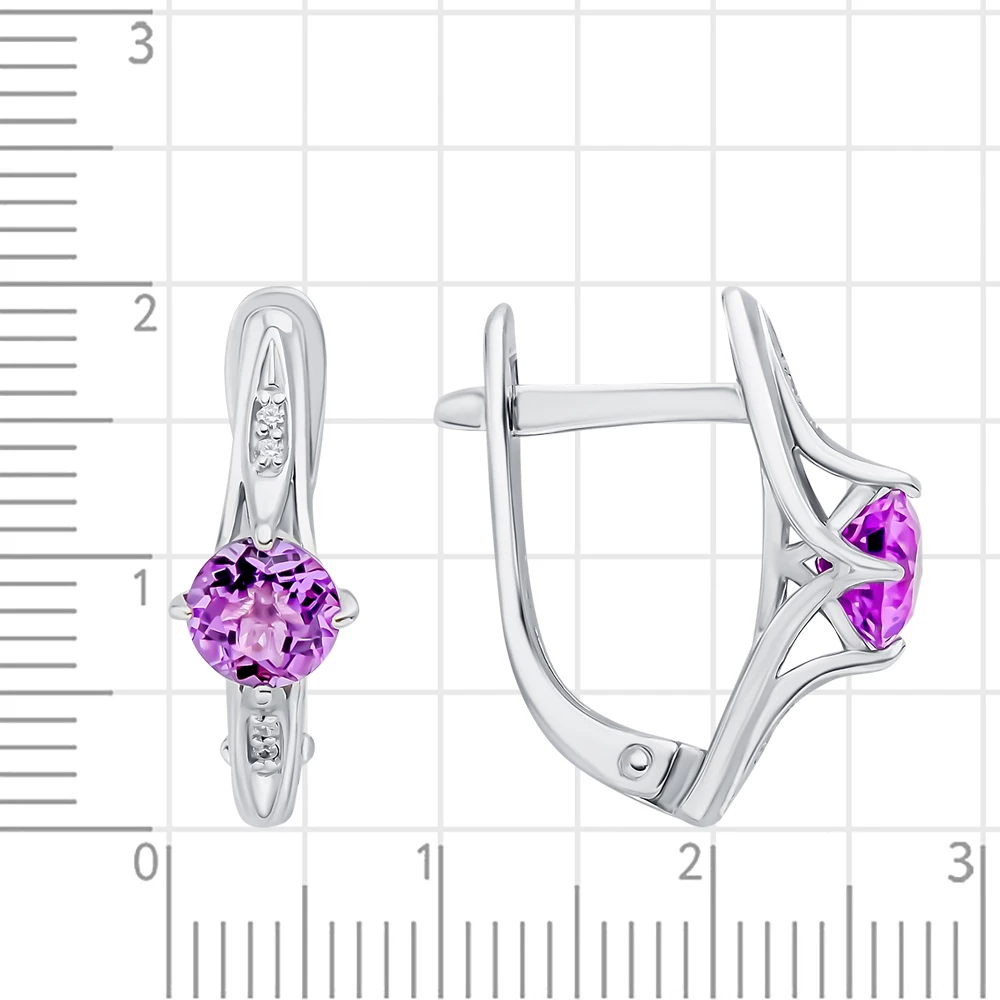 Серьги с аметистами из серебра 925 пробы 2
