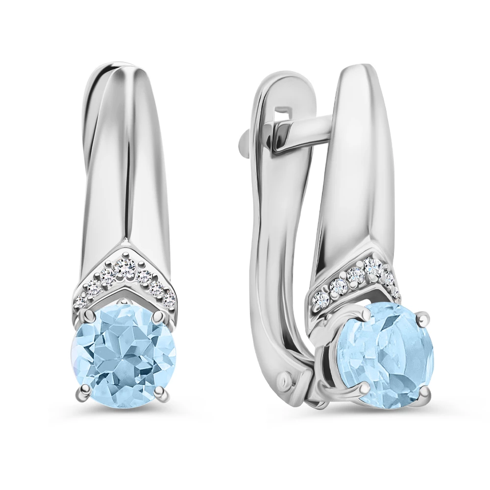 Серьги с топазами из серебра 925 пробы