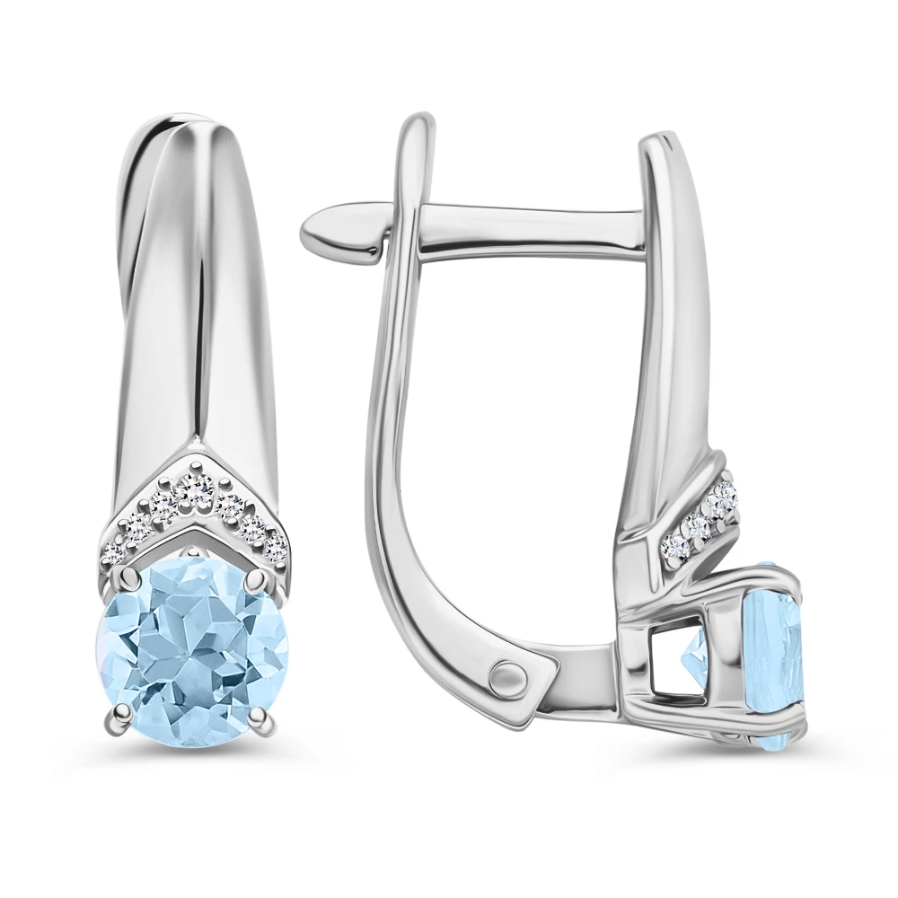 Серьги с топазами из серебра 925 пробы