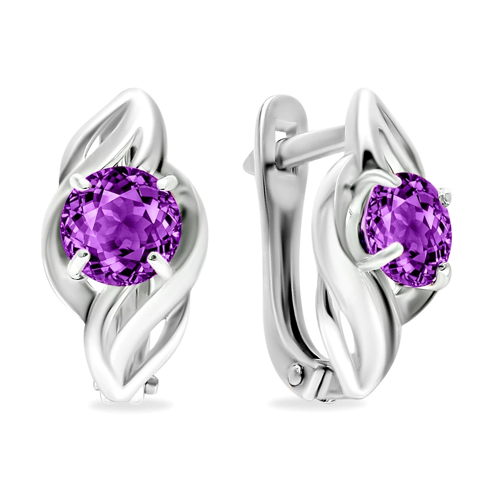 Серьги с аметистами из серебра 925 пробы 1