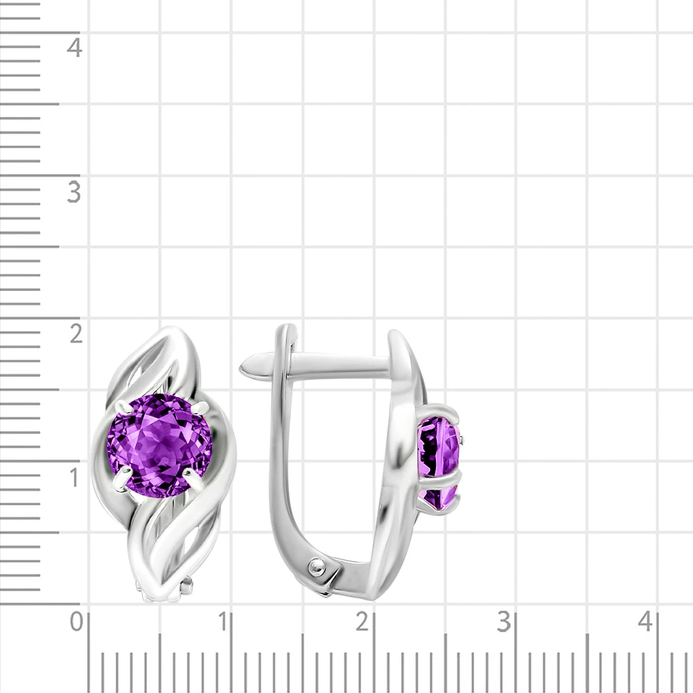Серьги с аметистами из серебра 925 пробы 2