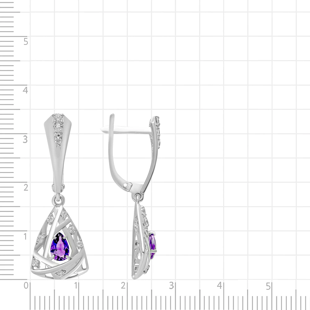 Серьги с аметистами из серебра 925 пробы 2