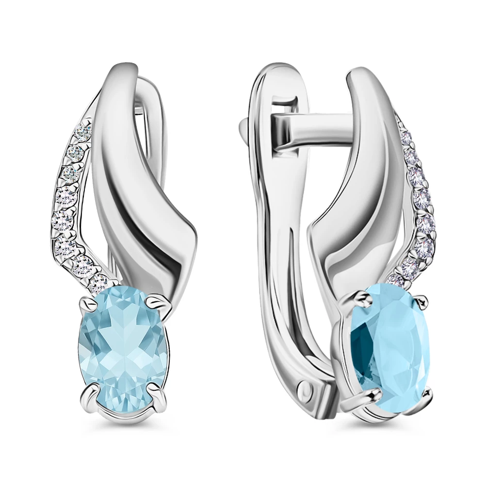 Серьги с топазами из серебра 925 пробы