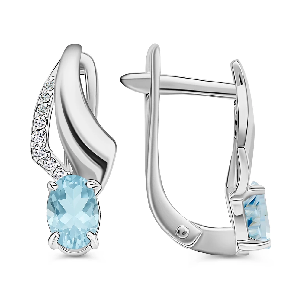 Серьги с топазами из серебра 925 пробы