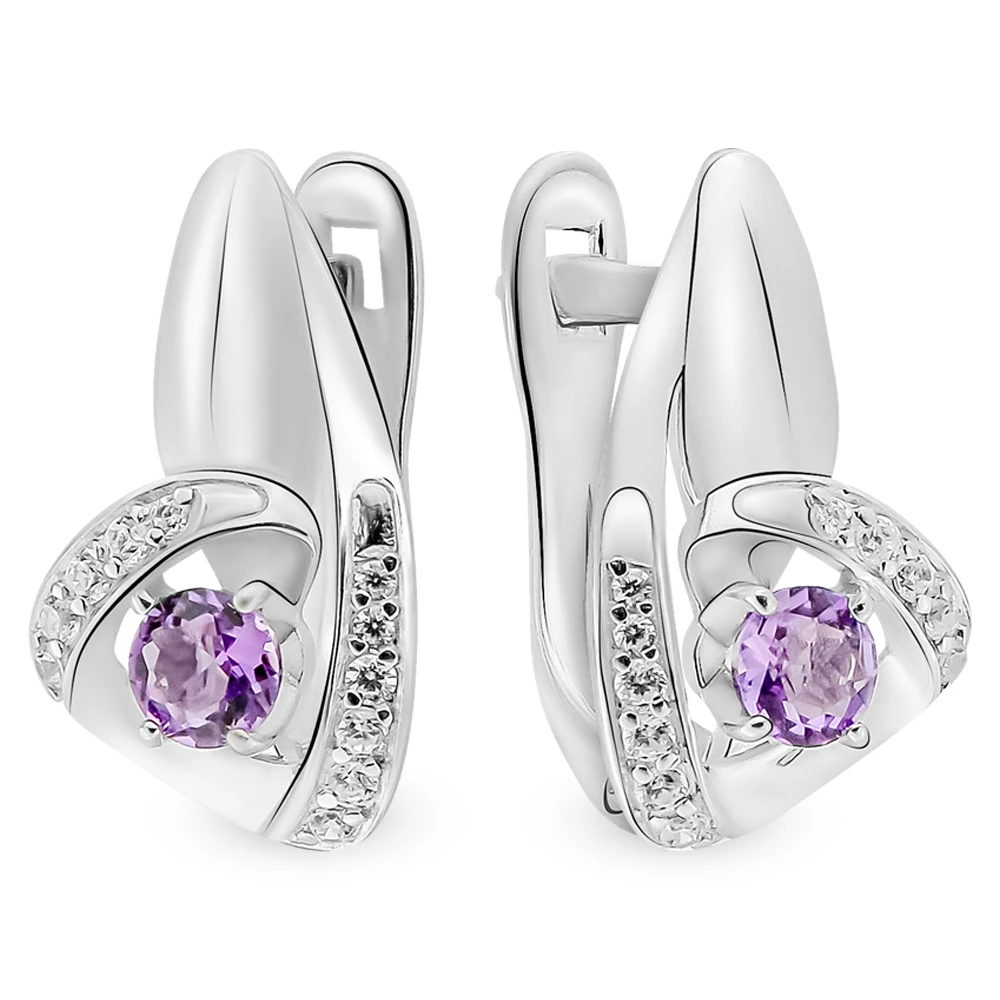 Серьги с аметистами из серебра 925 пробы 1