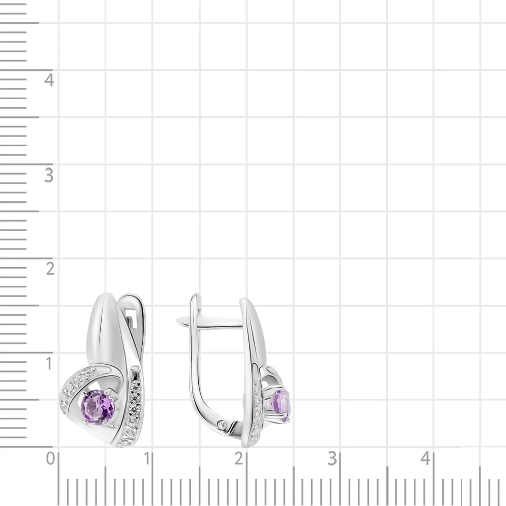 Серьги с аметистами из серебра 925 пробы 2