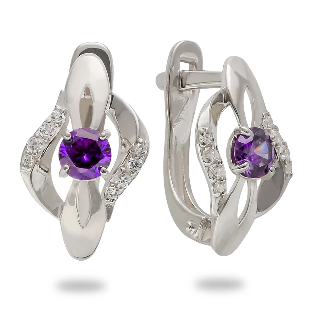 Серьги с фианитами из серебра 925 пробы 1