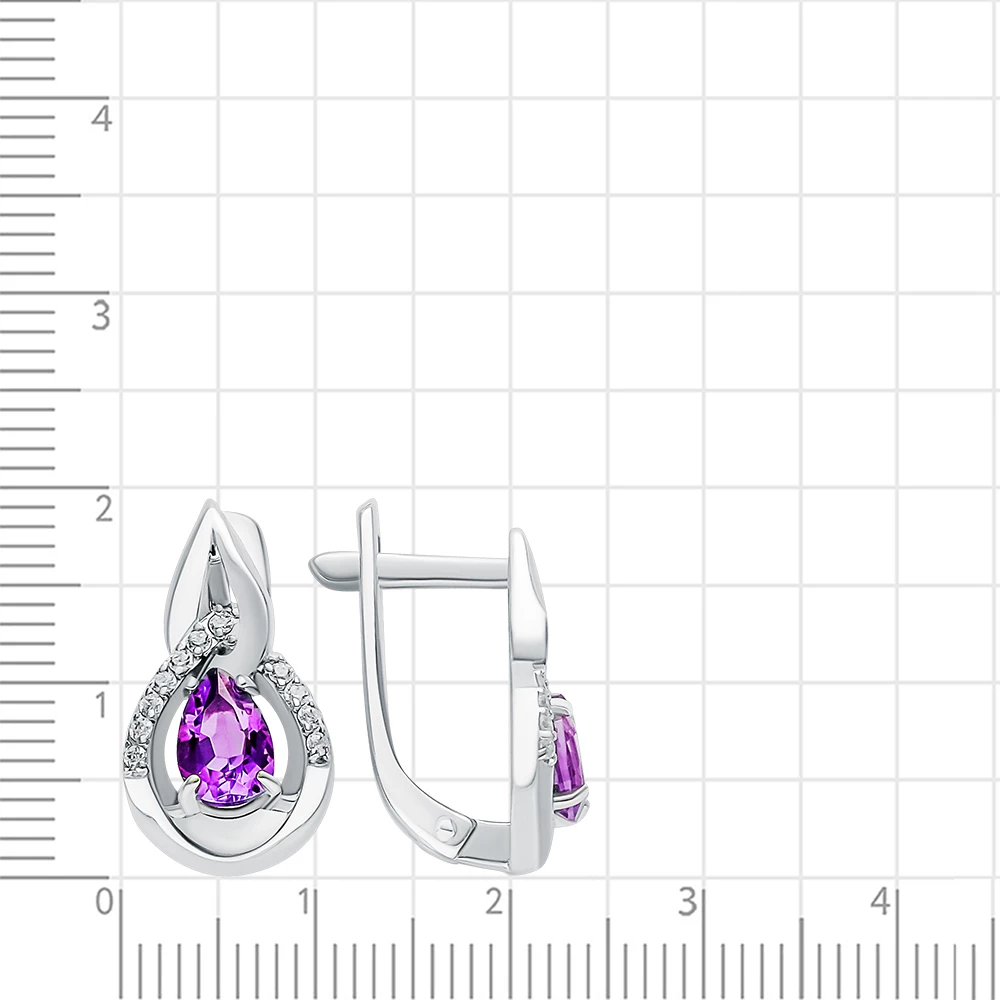Серьги с аметистами из серебра 925 пробы 2