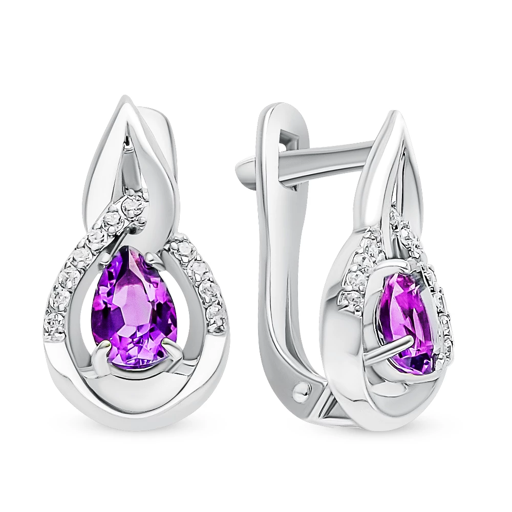 Серьги с аметистами из серебра 925 пробы 1