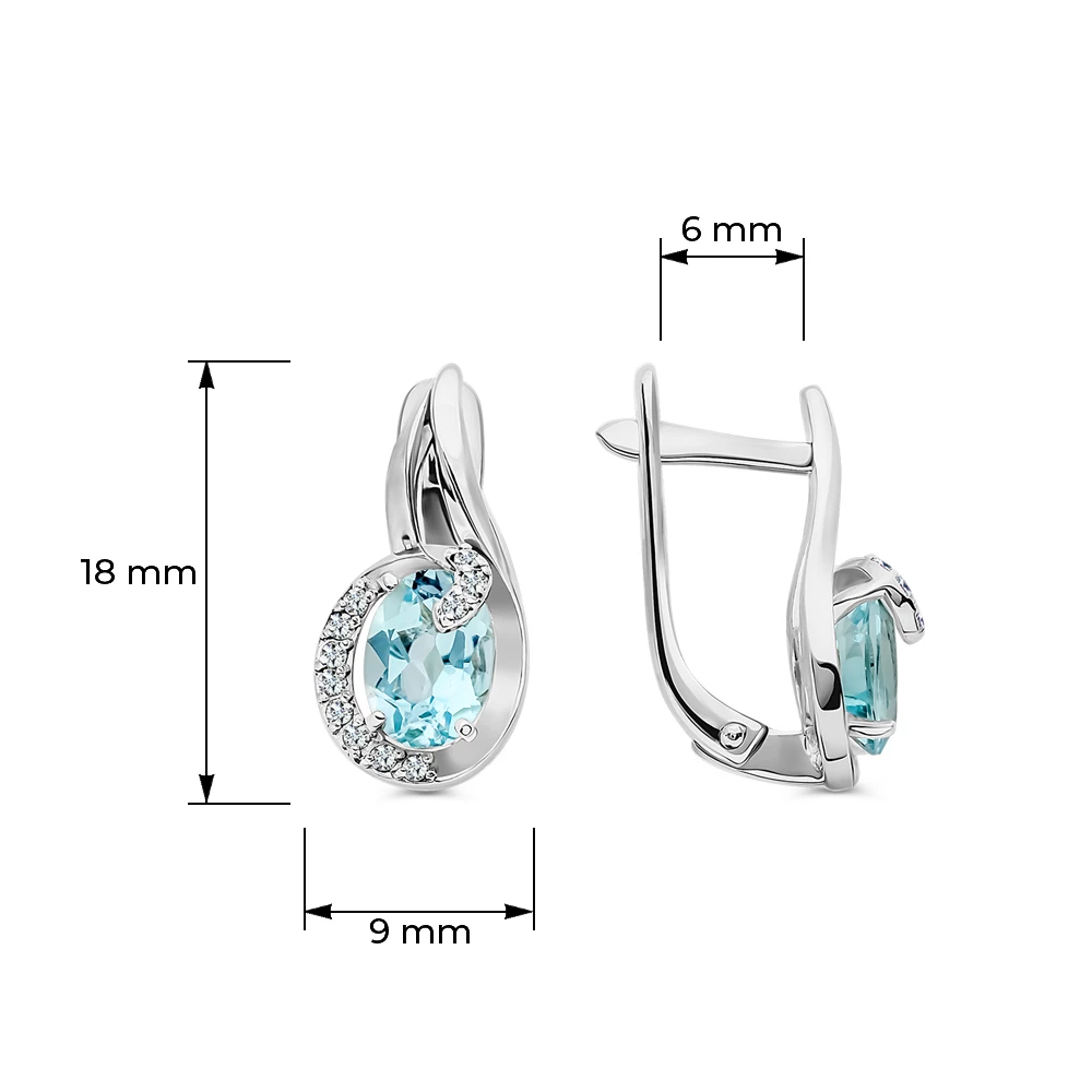 Серьги с топазами из серебра 925 пробы