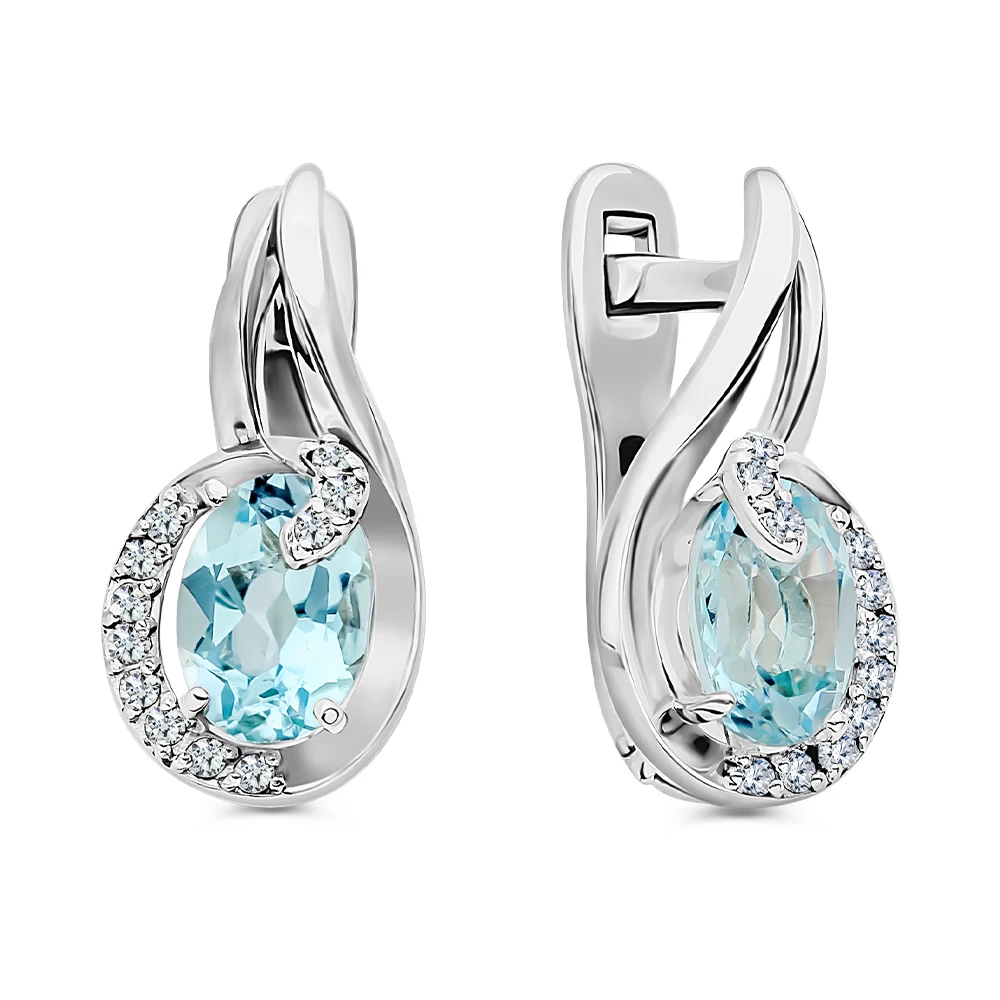 Серьги с топазами из серебра 925 пробы
