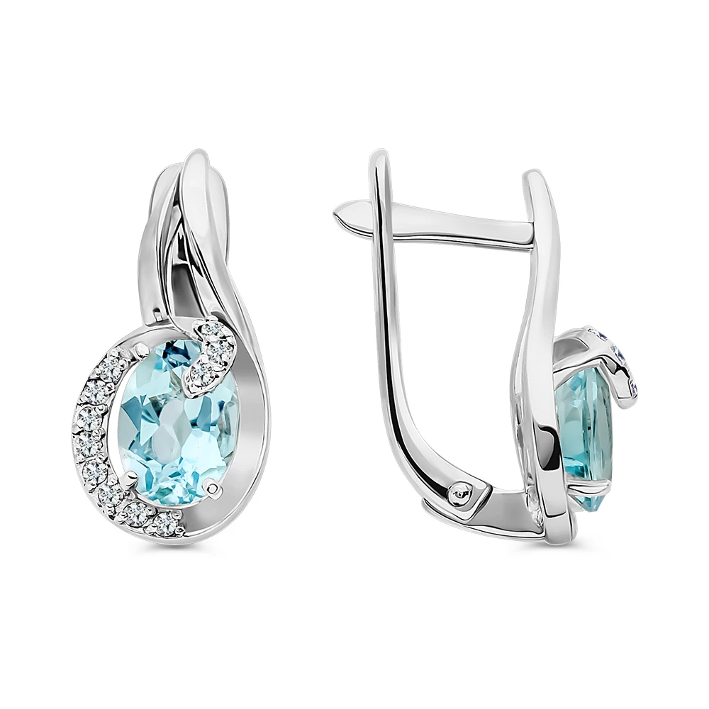 Серьги с топазами из серебра 925 пробы