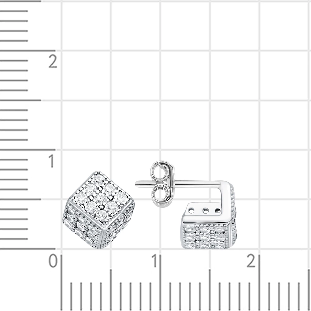 Серьги с фианитами из серебра 925 пробы