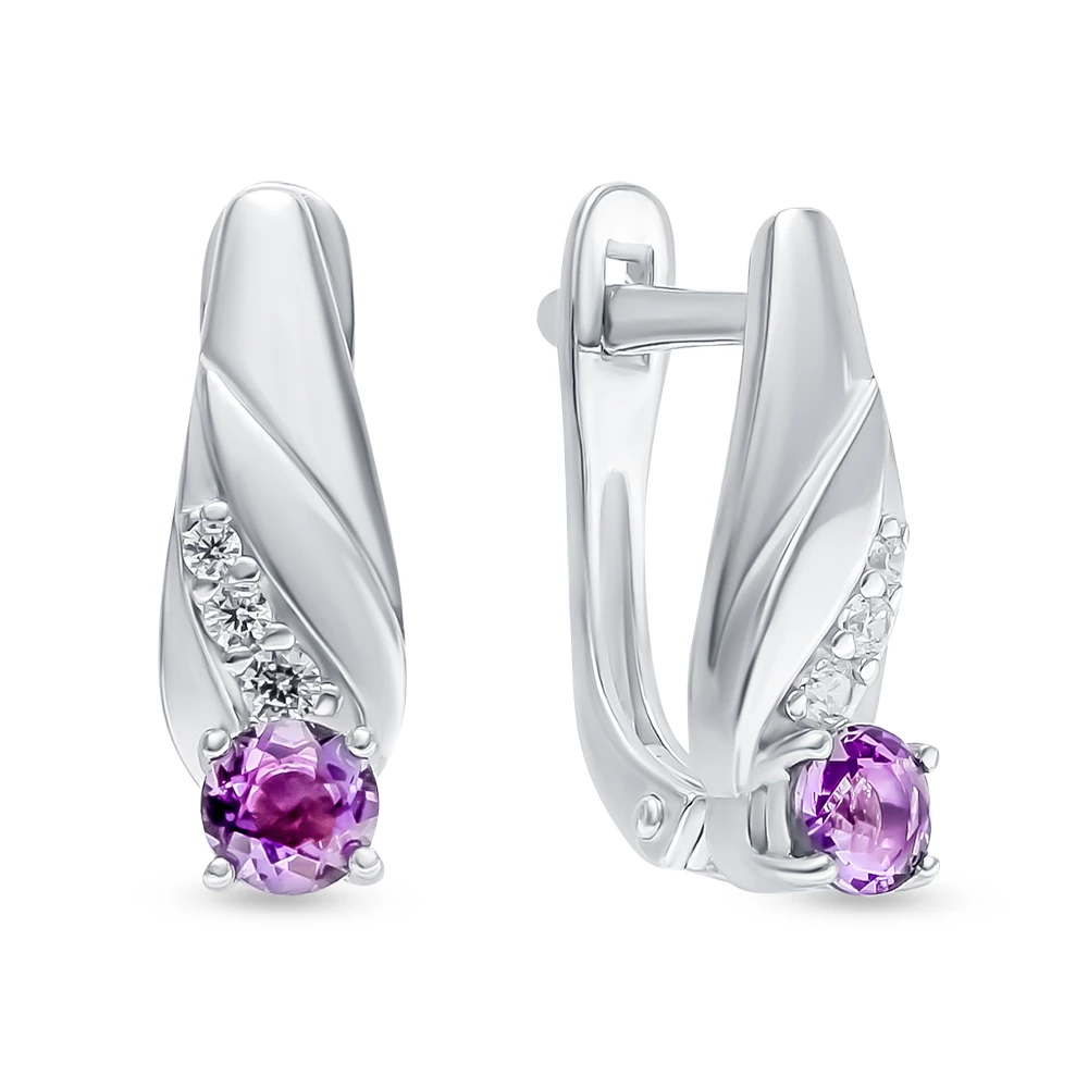 Серьги с аметистами из серебра 925 пробы 1