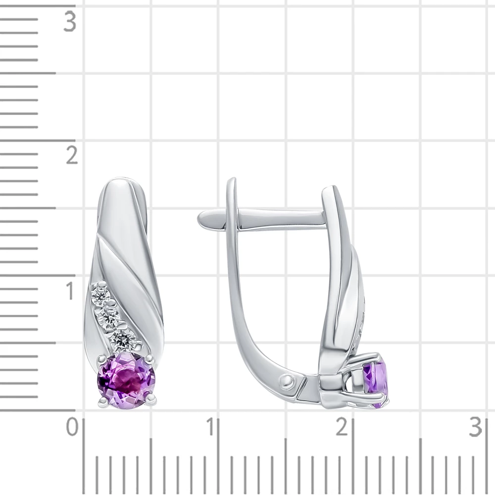 Серьги с аметистами из серебра 925 пробы 2